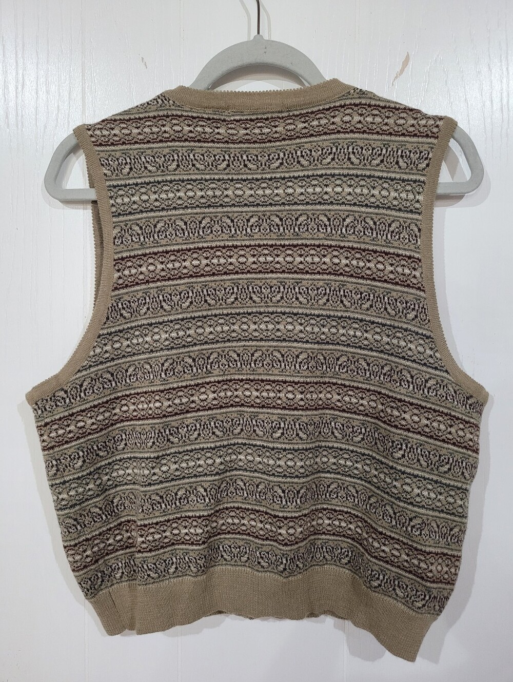 Liz Claiborne Vintage Beige Patterned Button Front Sweater Vest Fair Isle Large - Picture 6 of 6